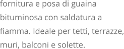 fornitura e posa di guaina bituminosa con saldatura a fiamma. Ideale per tetti, terrazze, muri, balconi e solette.